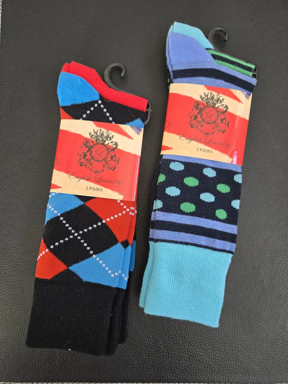 English Laundry Men’s Dress Socks - Blue, Red, Black & Aqua